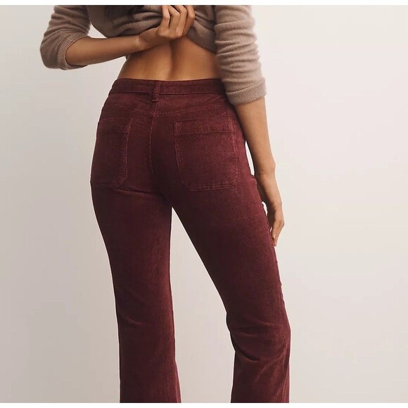 Anthropologie Pilcro Size 26 The Icon Corduroy Flare Jeans Mid Rise Wine Y2K - Picture 6 of 16